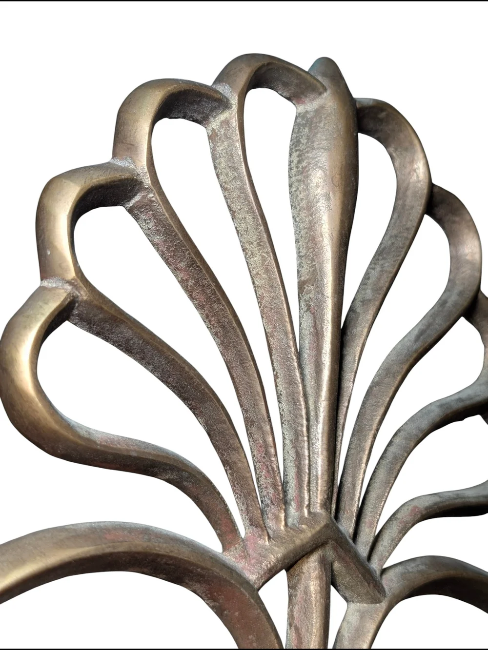 Vintage Solid Brass Mid-Century Art Deco Metal Wall Taper Candle Sconce Shell